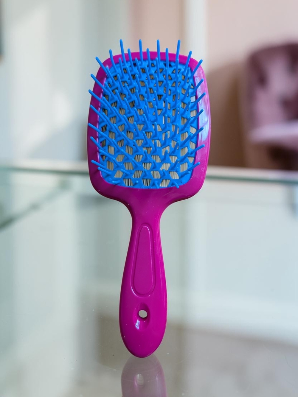 Boutique Vented Detangling Hair Brush - Hot Pink & Bright Blue (New)
